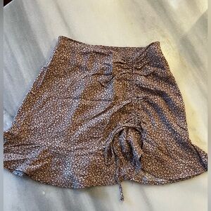 Light brown Patterned Skirt with Drawstring